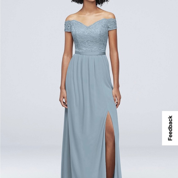 Off The Shoulder Lace And Mesh Bridesmaid Dress